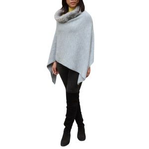 Fratelli Talli Italy Luxe Alpaca Wool Poncho with Faux Fur Collar